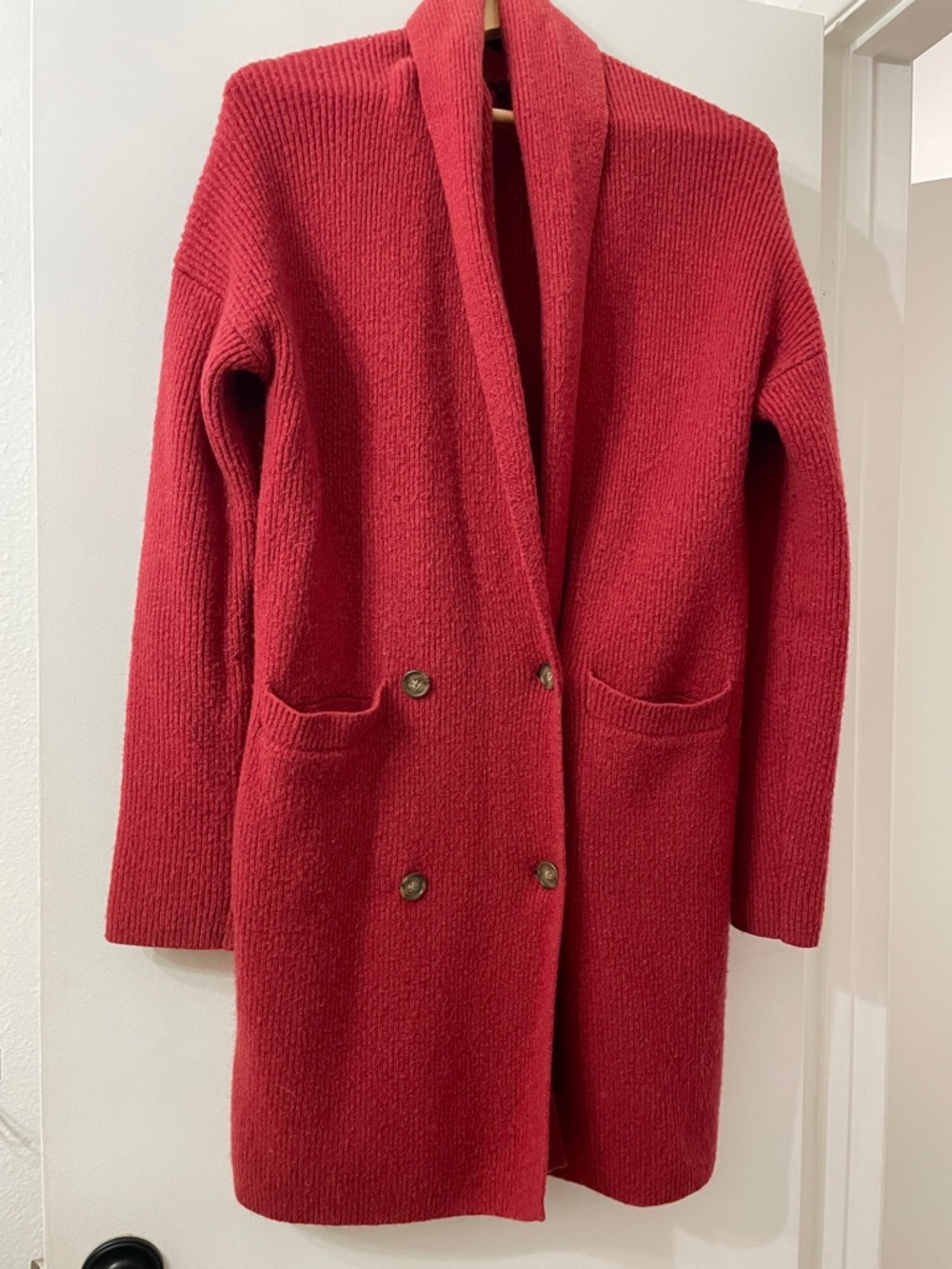 J Crew double breasted sweater red merino blend size small